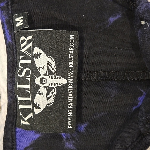 KILLSTAR GOTHIC FAST DYE CROP TOP. BLACK AND PURPLE. SIZE MEDIUM. - Picture 3 of 6